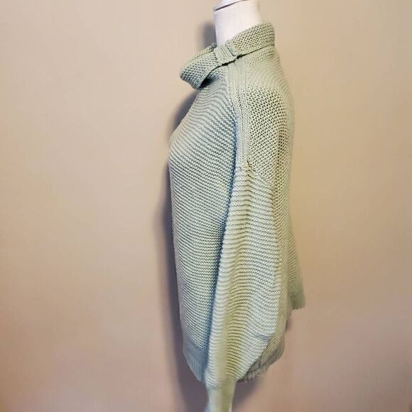 Leith Light Green Cotton Blend Turtleneck Sweater S - Picture 2 of 10